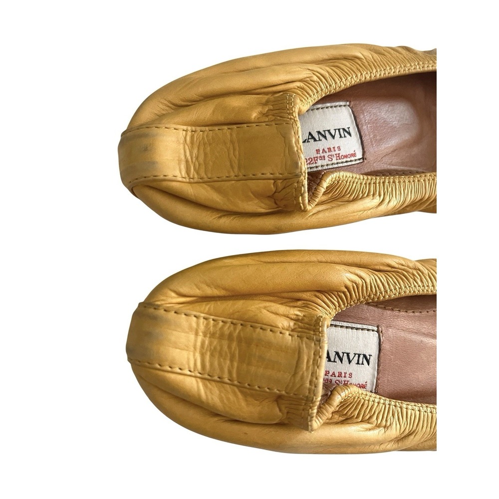 Lanvin Paris Yellow Soft Leather Ballet Flats Sz 39 Balletcore Quiet Luxury - Picture 3 of 13